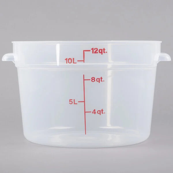 Cambro 12 Qt. Translucent Round Polypropylene Dough Mixing Bucket with Lid