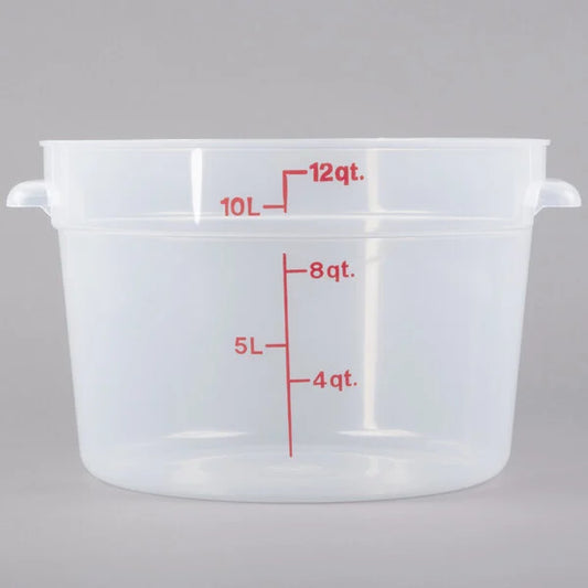 Cambro 12 Qt. Translucent Round Polypropylene Dough Mixing Bucket with Lid