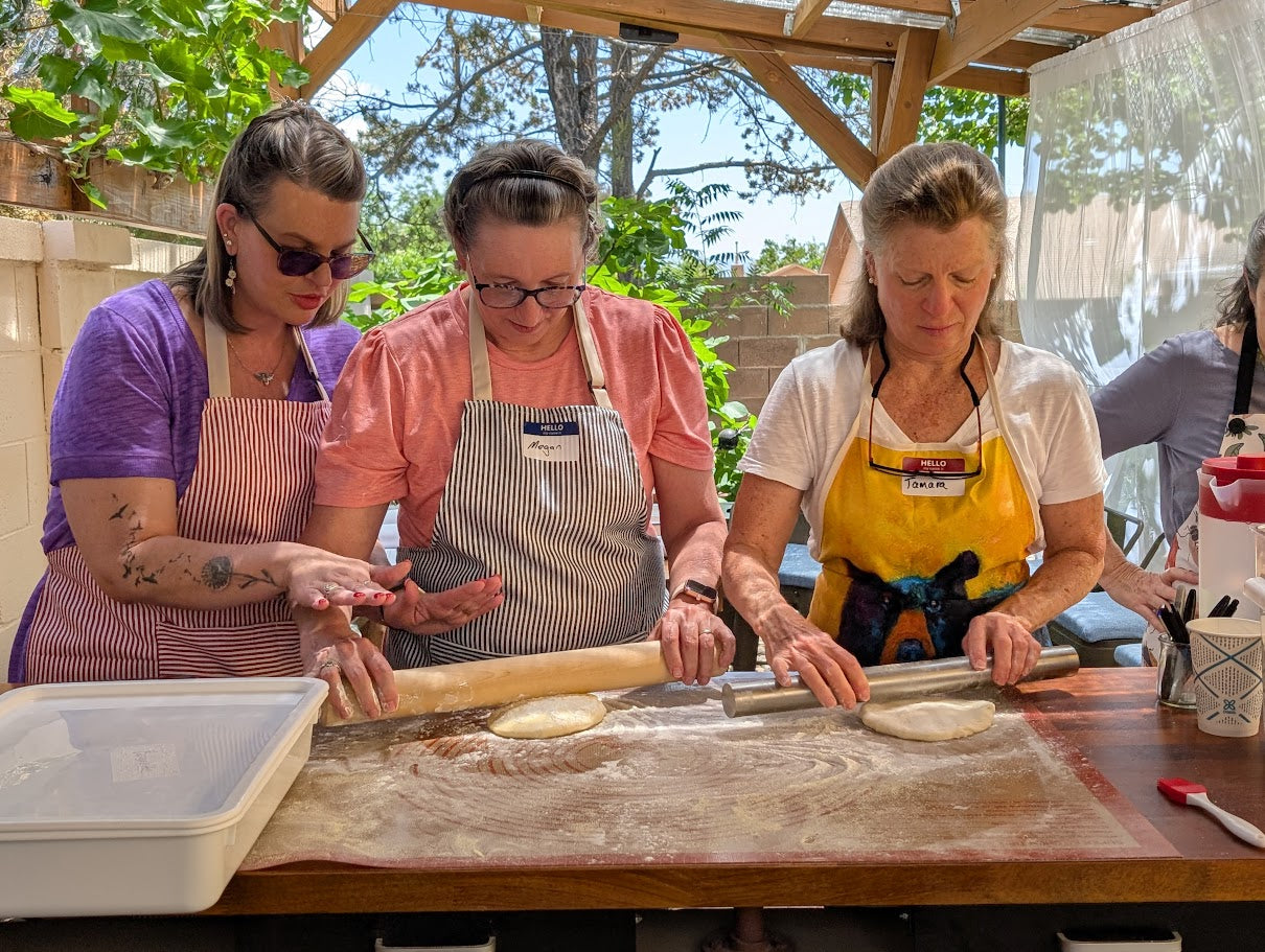 Group flatbread cooking workshop in Albuquerque
