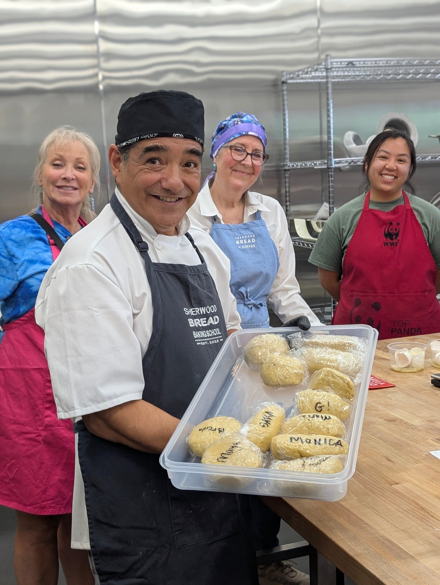 Guests making fresh pasta together at Sherwood Bread